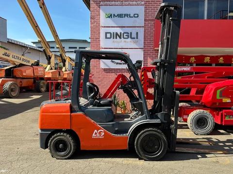 Diesel forklift parked at the A&G Equipment yard, ready for rental in Johor Bahru