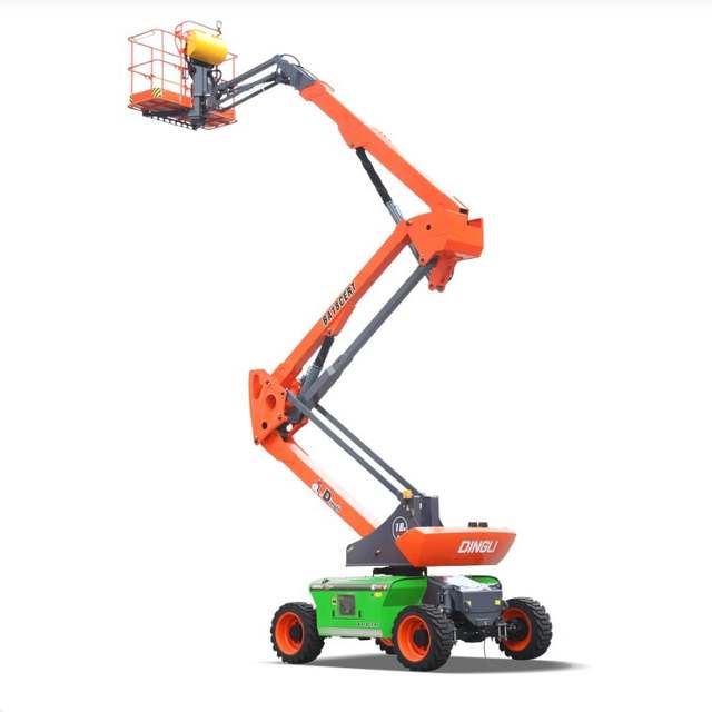 Dingli BA18CERT 18m electric articulated boom lift with boom raised and jib up – rental in Johor