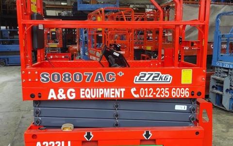 Dingli battery scissor lift checked and ready for rental delivery from the A&G yard in Johor