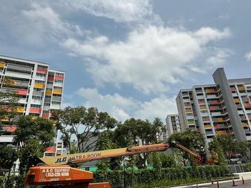 JLG Ultra Boom telescopic boom lift working on a large data centre project site in Johor
